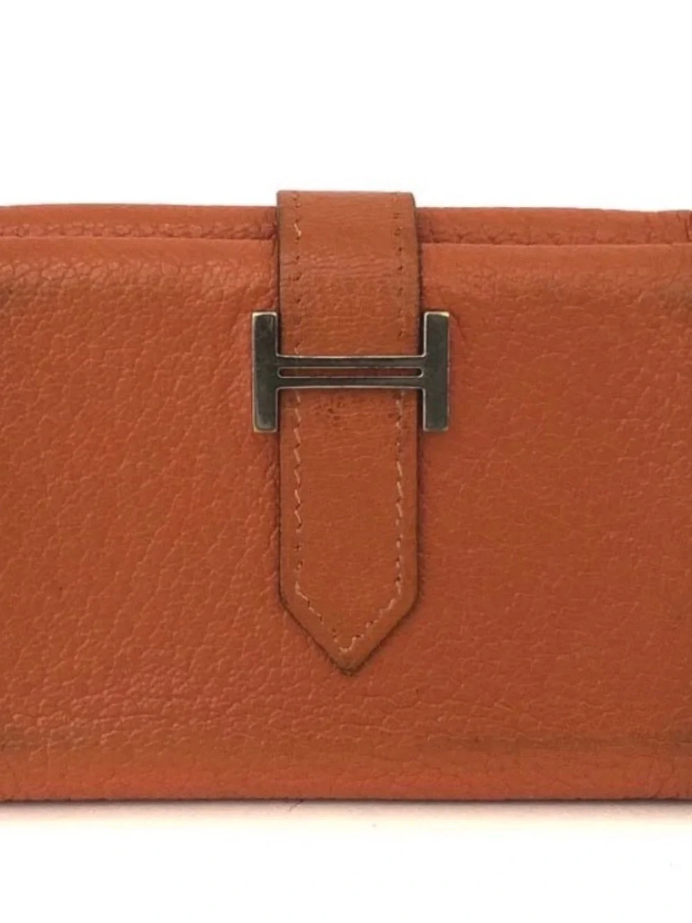 Authentic Hermès Béarn Compact Wallet Orange Leather PHW H - Picture 8 of 8